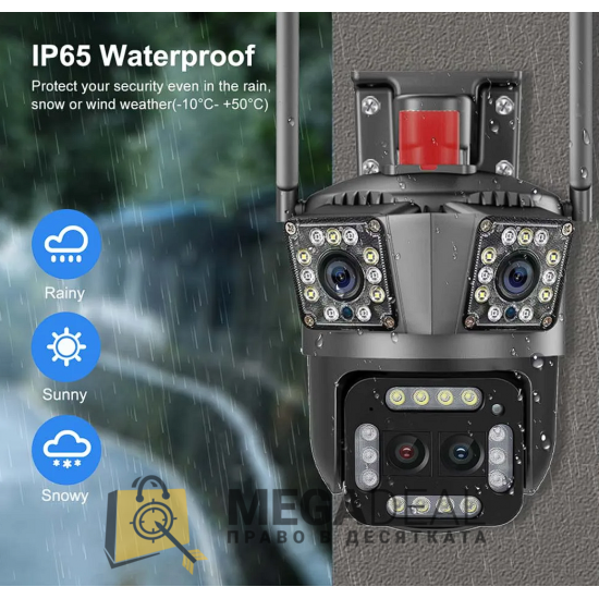 WiFi Камера Icsee 12MP с 3бр обектива и 10х увеличаване, цветно виждане, аудио